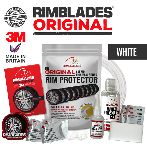 Rimblades® ORIGINAL Alloy Wheel Rim Protectors Packaging with Contents in White