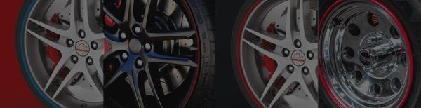 Four alloy wheel close up images with Rimblades® alloy wheel protectora fitted