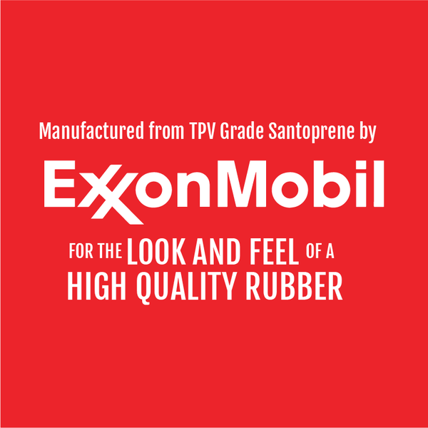 White Exon Mobil Logo with Riblades® product material Santroprene