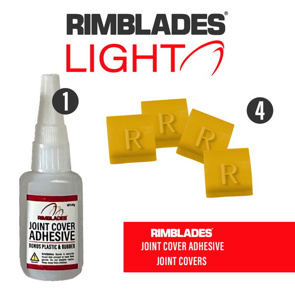 Rimblades® Light Alloy Wheel Rim Protectors Logo With Jpoint Cover Adhesive and Joint Covers in yellow