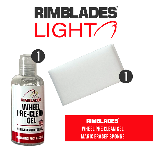 Rimblades® Light Alloy Wheel Rim Protectors Logo With Wheel Pre Clean Gel and Sponge