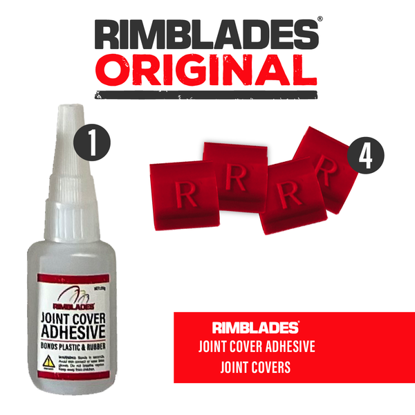 Rimblades® Light Alloy Wheel Rim Protectors Logo With Jpoint Cover Adhesive and Joint Covers in red