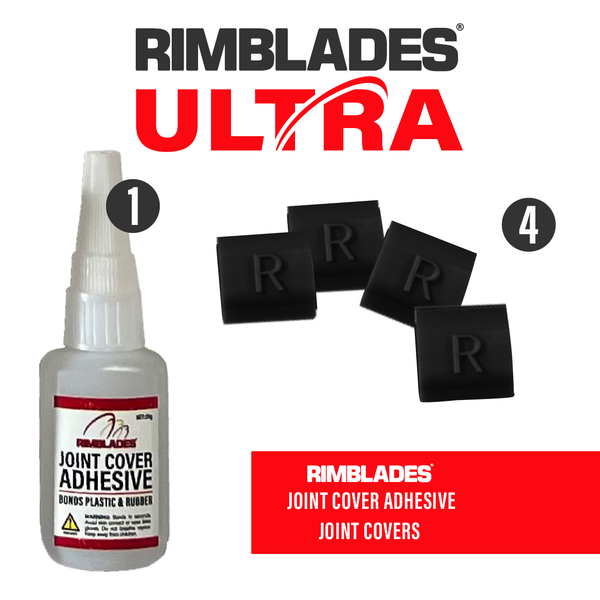 Rimblades® Ultra Alloy Wheel Rim Protectors Logo With Jpoint Cover Adhesive and Joint Covers in black