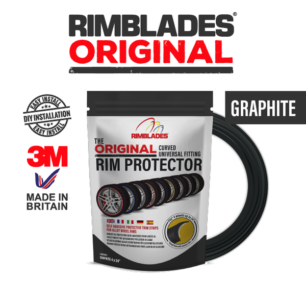 Rimblades® ORIGINAL Alloy Wheel Rim Protectors Packaging Single With Logos in Graphite