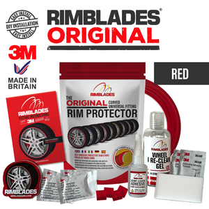 Rimblades® ORIGINAL Alloy Wheel Rim Protectors Packaging with Contents in Red