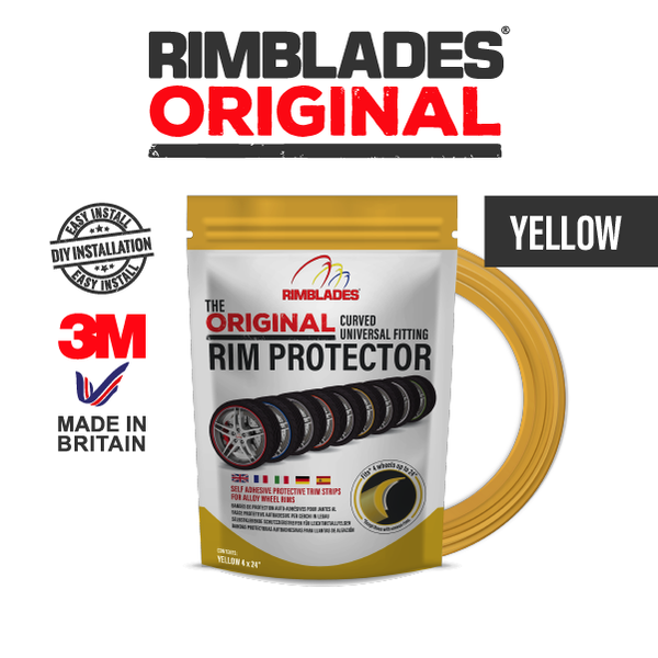 Rimblades® ORIGINAL Alloy Wheel Rim Protectors Packaging Single With Logos in Yellow